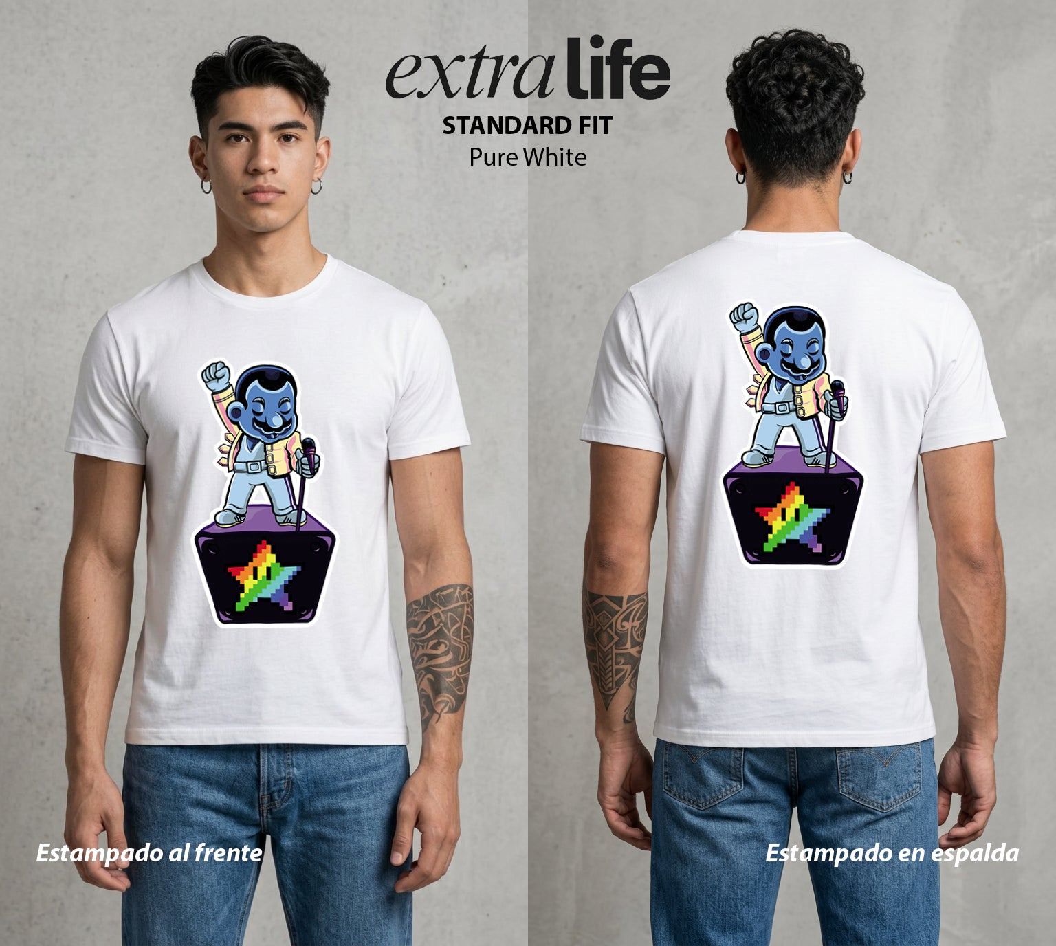 El Reino del Fontanero | El Heroe del Reino #02209 - Playera Standard Fit | Pure White - Foto en modelo