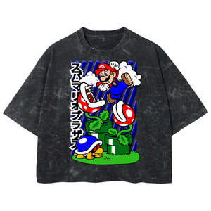 Playera streetwear premium de anime y gaming ExtraLife MX, corte boxy deluxe mineral wash heavyweight en color Acid Wash, moda urbana mexicana de culto.