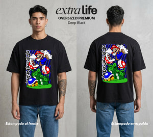 El Reino del Fontanero | El Saltador del Reino #02210 - Playera Oversized Premium | Deep Black - Foto en modelo