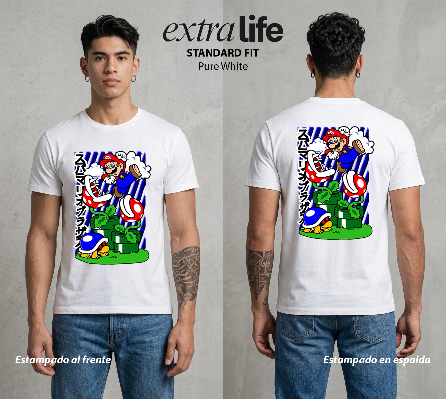 El Reino del Fontanero | El Saltador del Reino #02210 - Playera Standard Fit | Pure White - Foto en modelo