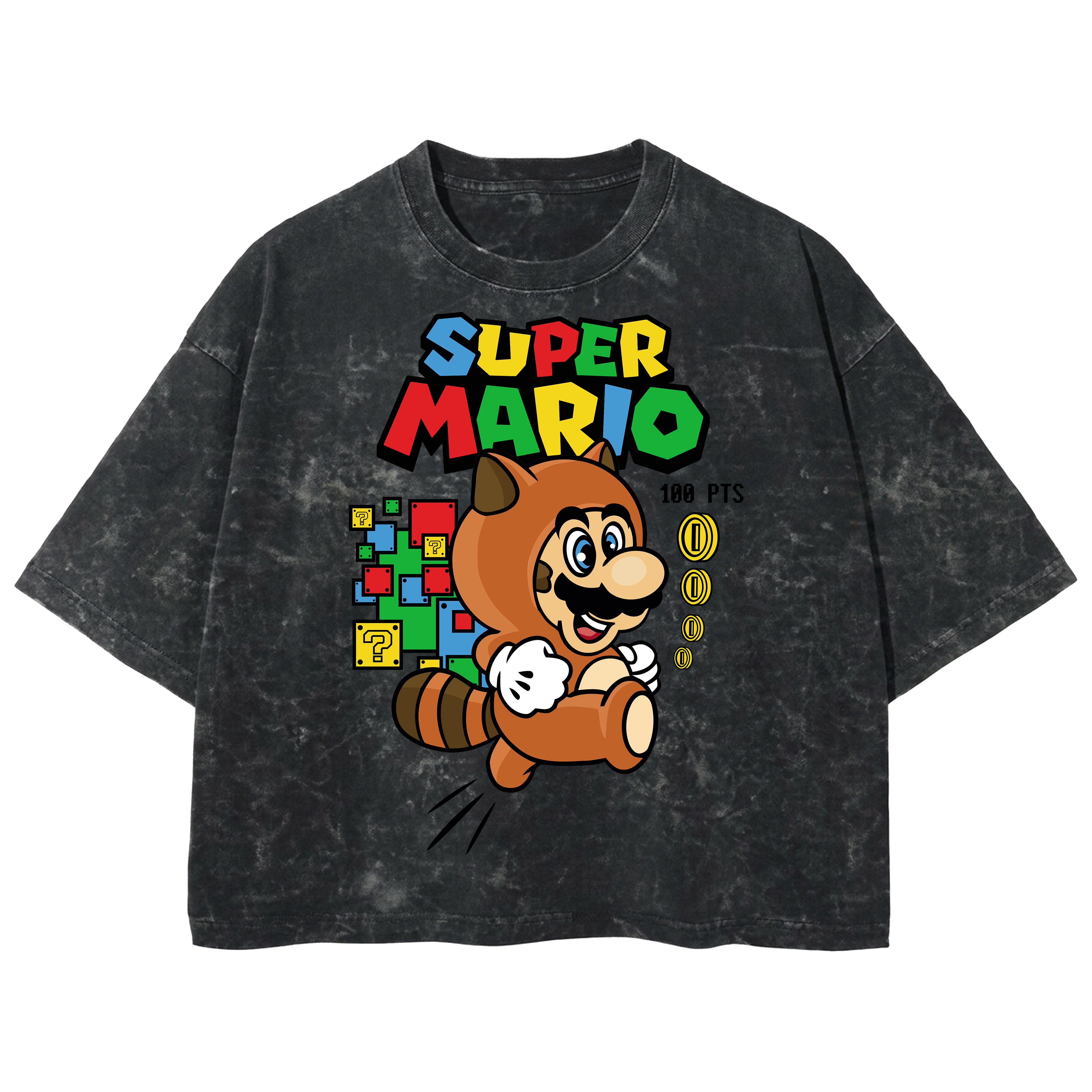 Playera streetwear premium de anime y gaming ExtraLife MX, corte boxy deluxe mineral wash heavyweight en color Acid Wash, moda urbana mexicana de culto.