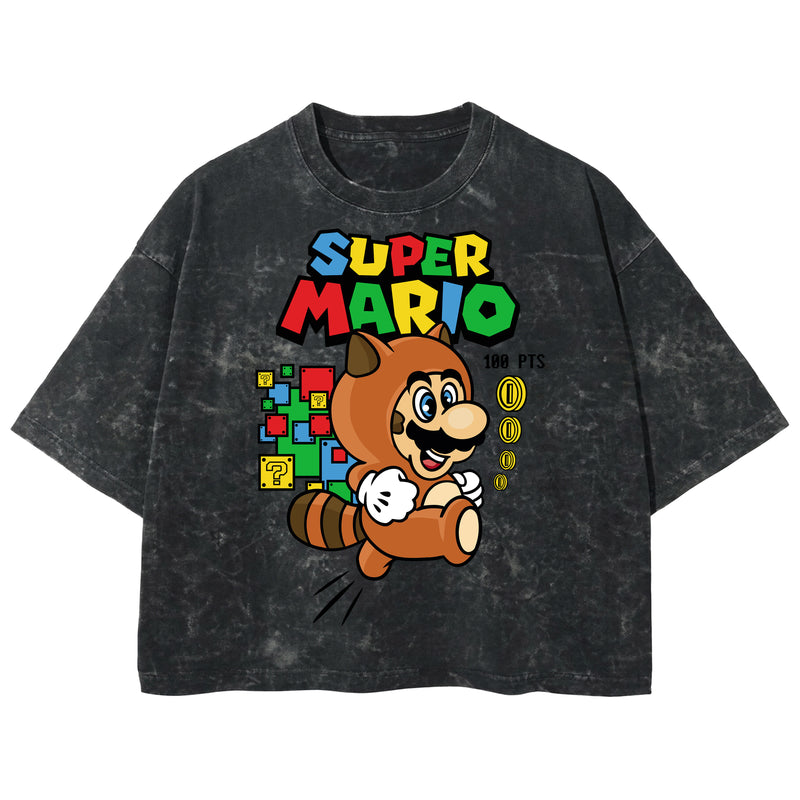 Playera streetwear premium de anime y gaming ExtraLife MX, corte boxy deluxe mineral wash heavyweight en color Acid Wash, moda urbana mexicana de culto.