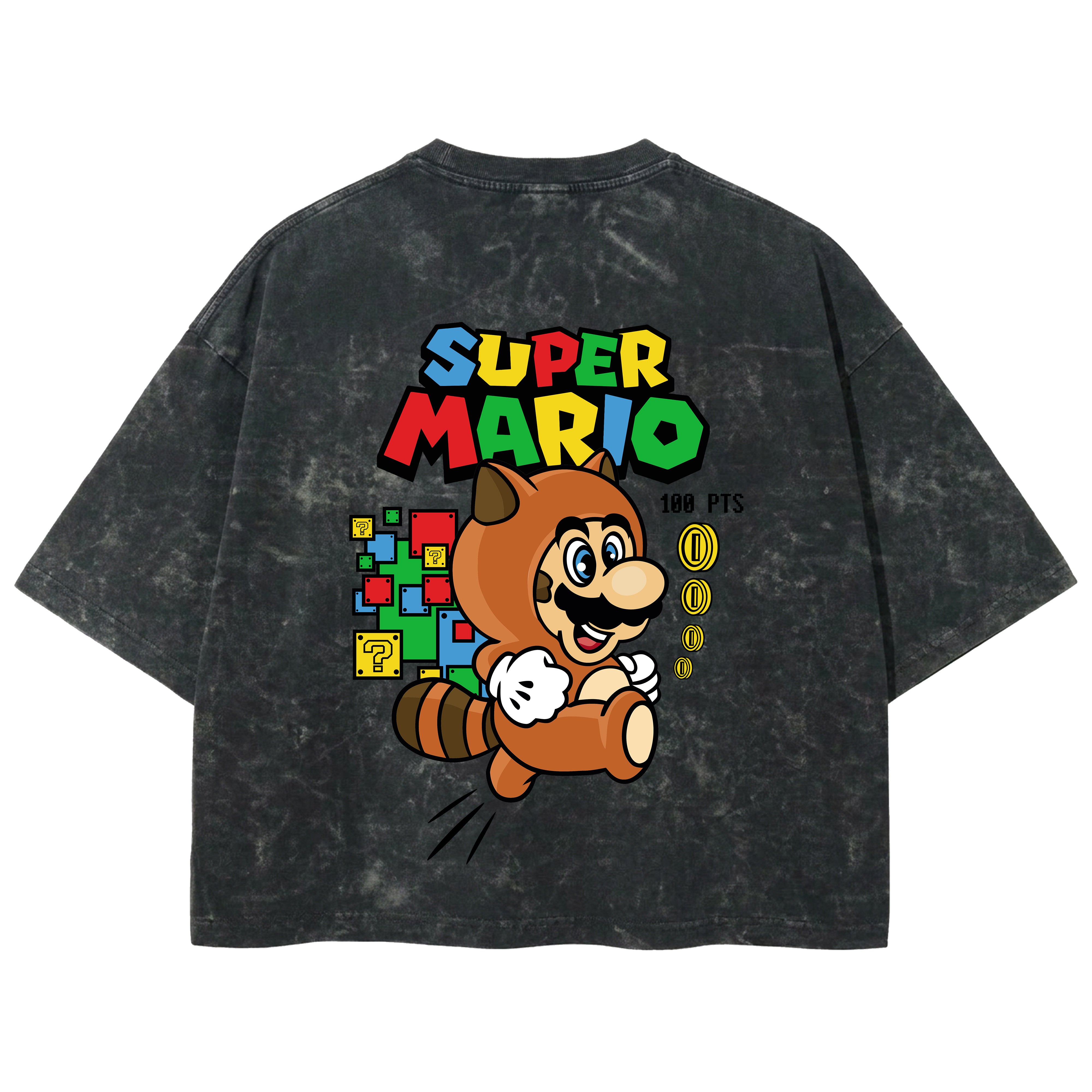 Playera streetwear premium de anime y gaming ExtraLife MX, corte boxy deluxe mineral wash heavyweight en color Acid Wash, moda urbana mexicana de culto.