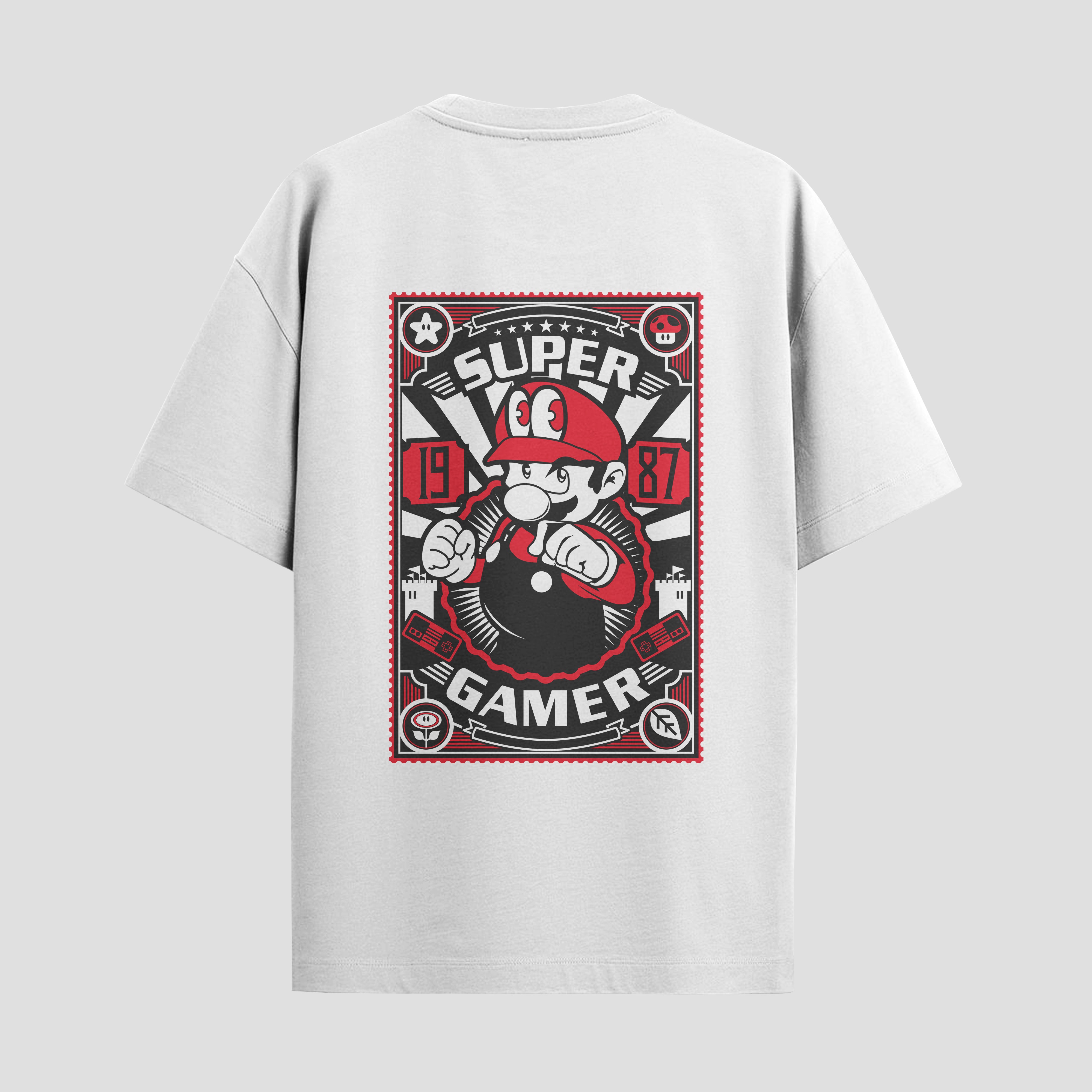Playera urbana de anime y gaming ExtraLife MX, corte Standard Fit unisex ligero y transpirable en color Deep Black y Pure White, ropa de uso diario para gym y casual.
