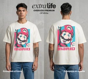 El Reino del Fontanero | El Campeon del Hongo #02213 - Playera Oversized Premium | Off White - Foto en modelo