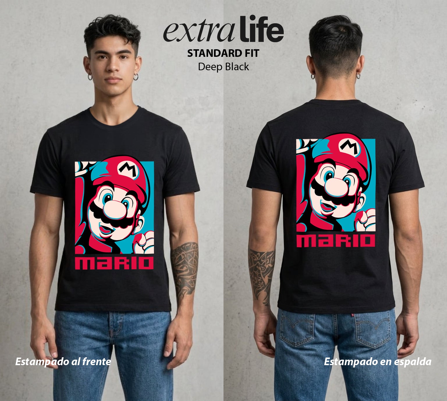 El Reino del Fontanero | El Campeon del Hongo #02213 - Playera Standard Fit | Deep Black - Foto en modelo