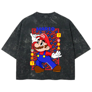 Playera streetwear premium de anime y gaming ExtraLife MX, corte boxy deluxe mineral wash heavyweight en color Acid Wash, moda urbana mexicana de culto.