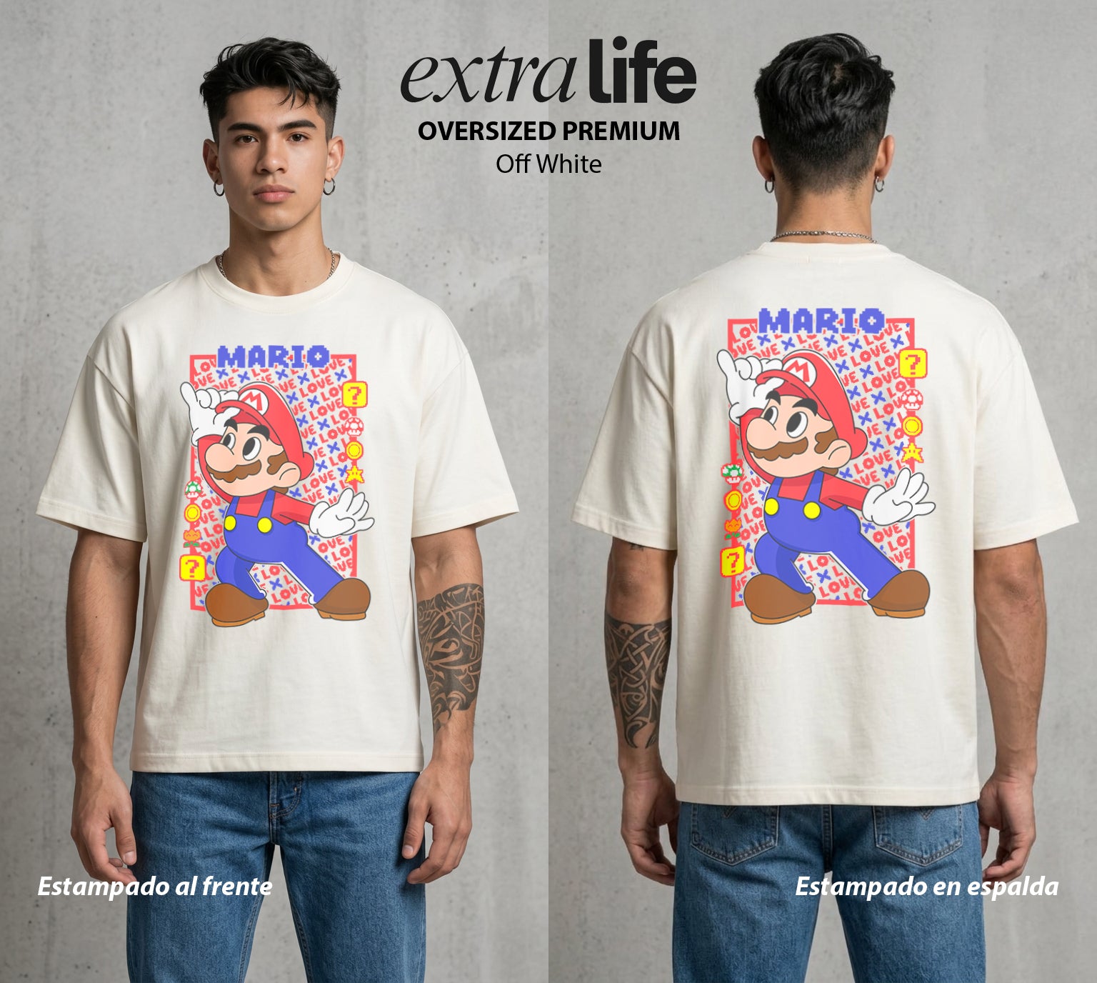 El Reino del Fontanero | El Viajero del Reino #02214 - Playera Oversized Premium | Off White - Foto en modelo