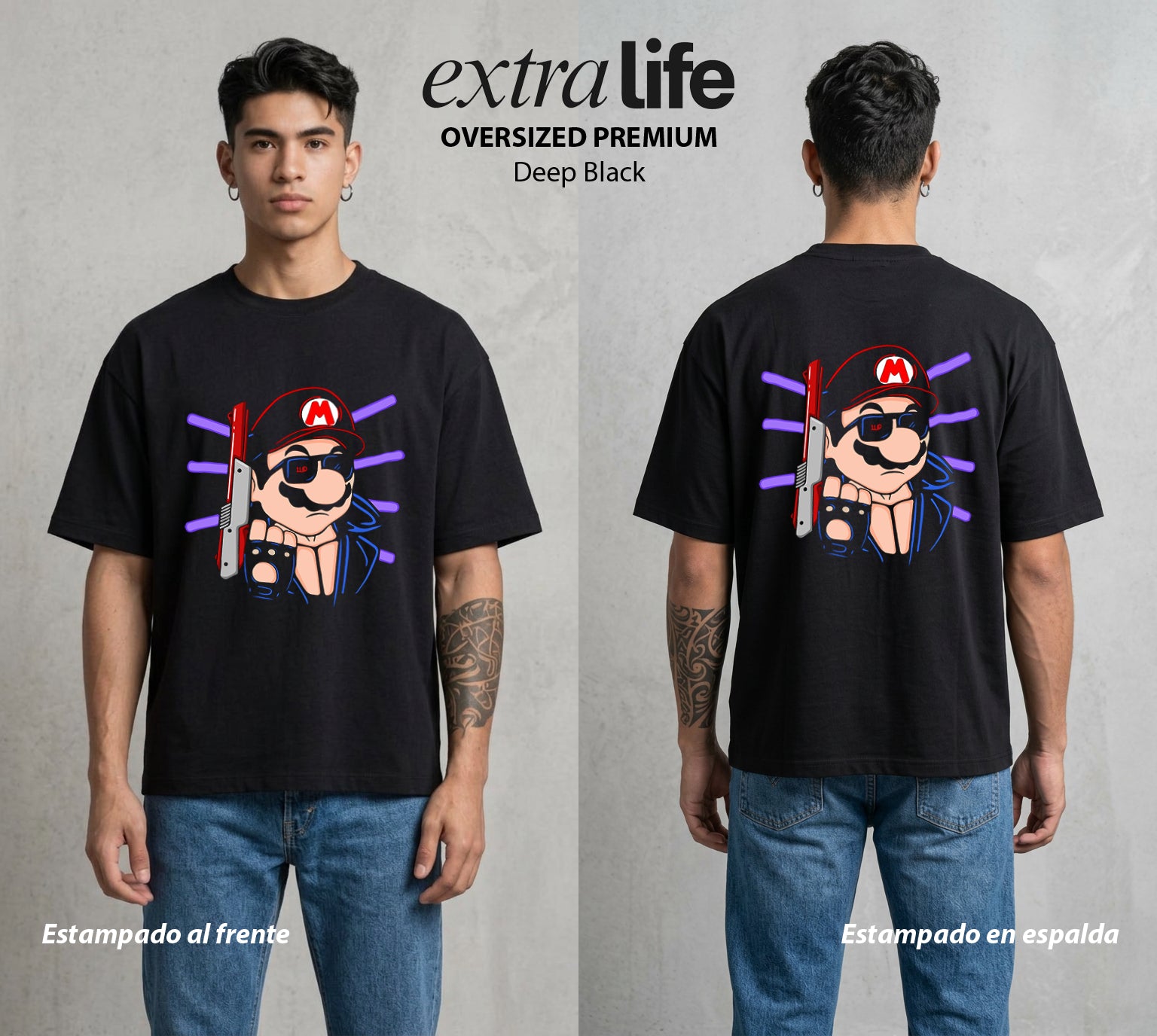 El Reino del Fontanero | El Fontanero del Bien #02218 - Playera Oversized Premium | Deep Black - Foto en modelo