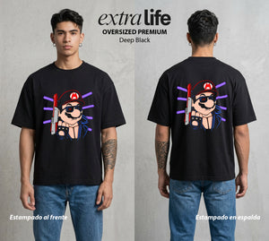 El Reino del Fontanero | El Fontanero del Bien #02218 - Playera Oversized Premium | Deep Black - Foto en modelo