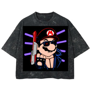 Playera streetwear premium de anime y gaming ExtraLife MX, corte boxy deluxe mineral wash heavyweight en color Acid Wash, moda urbana mexicana de culto.