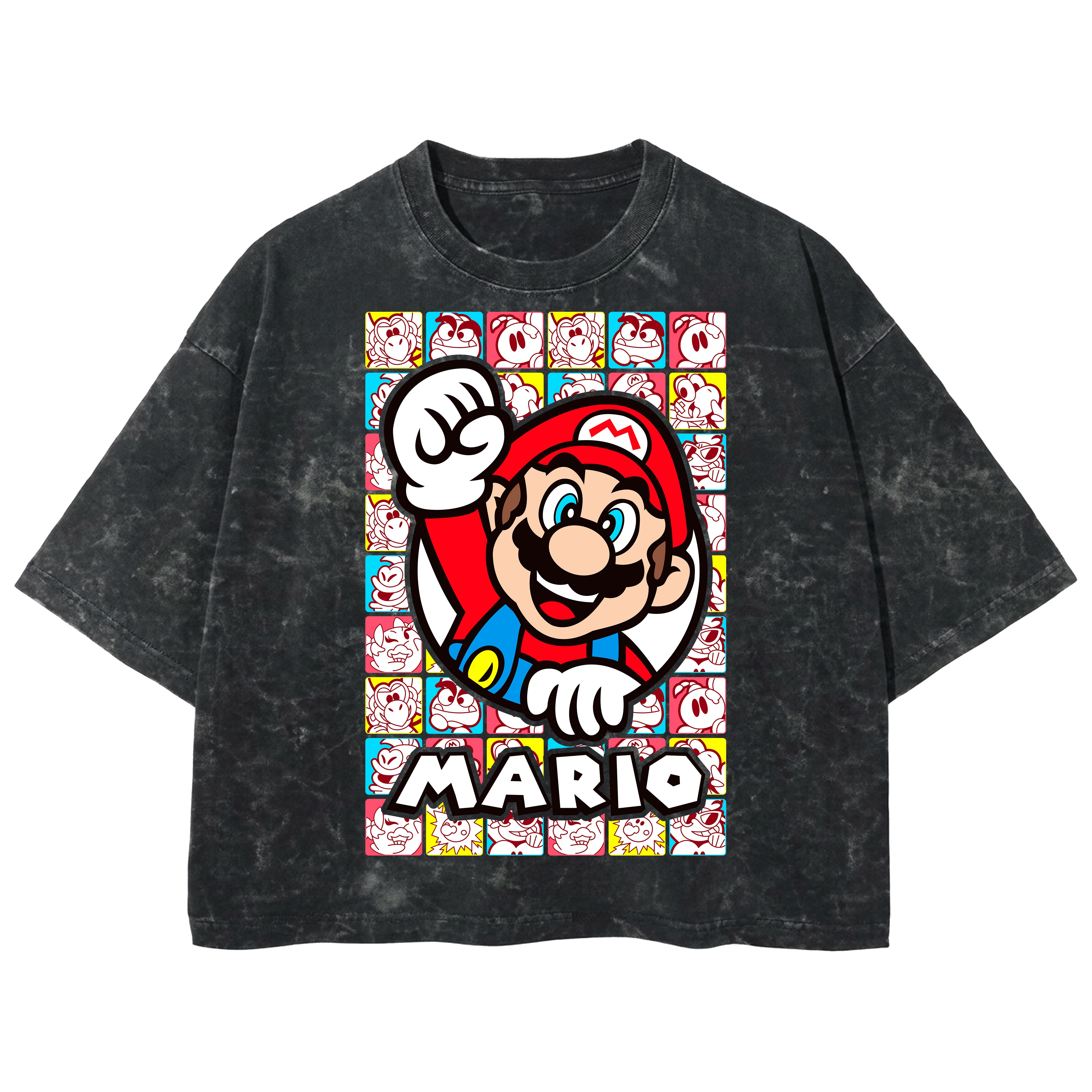 Playera streetwear premium de anime y gaming ExtraLife MX, corte boxy deluxe mineral wash heavyweight en color Acid Wash, moda urbana mexicana de culto.