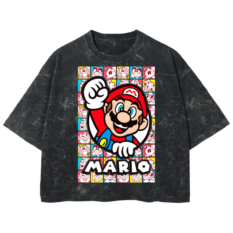 Playera streetwear premium de anime y gaming ExtraLife MX, corte boxy deluxe mineral wash heavyweight en color Acid Wash, moda urbana mexicana de culto.