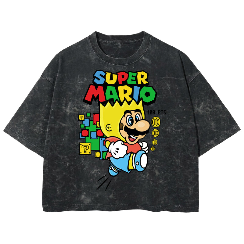Playera streetwear premium de anime y gaming ExtraLife MX, corte boxy deluxe mineral wash heavyweight en color Acid Wash, moda urbana mexicana de culto.