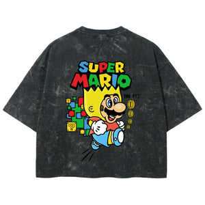 Playera streetwear premium de anime y gaming ExtraLife MX, corte boxy deluxe mineral wash heavyweight en color Acid Wash, moda urbana mexicana de culto.
