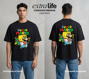 El Reino del Fontanero | El Heroe del Reino #02223 - Playera Oversized Premium | Deep Black - Foto en modelo