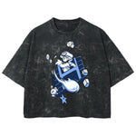 Playera streetwear premium de anime y gaming ExtraLife MX, corte boxy deluxe mineral wash heavyweight en color Acid Wash, moda urbana mexicana de culto.