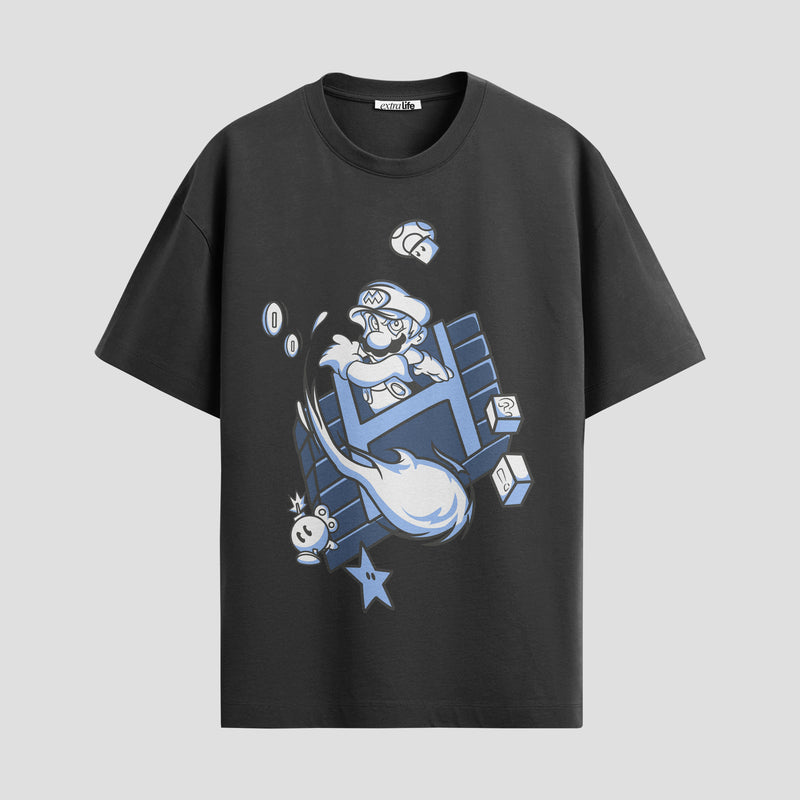 Playera urbana de anime y gaming ExtraLife MX, corte Standard Fit unisex ligero y transpirable en color Deep Black y Pure White, ropa de uso diario para gym y casual.
