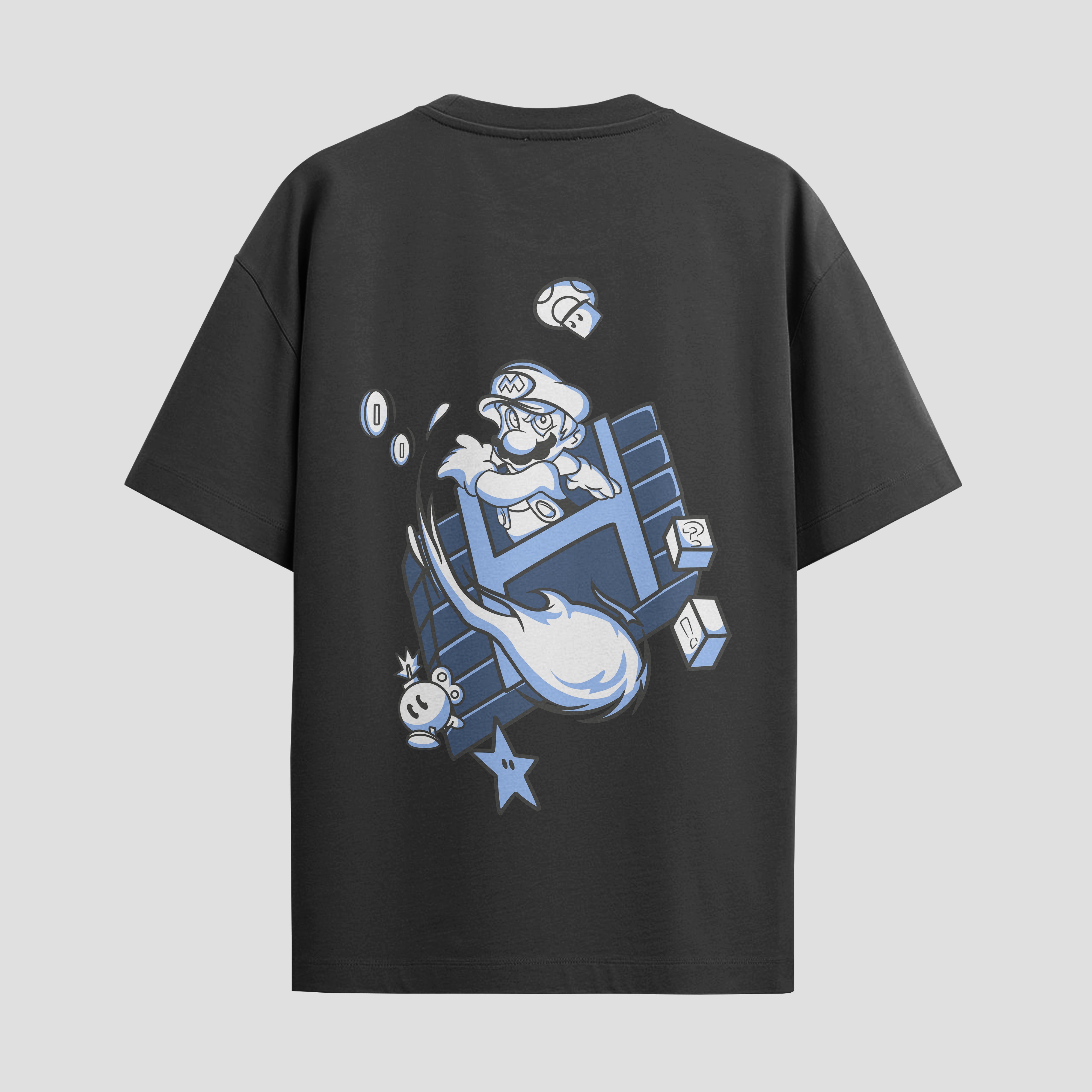 Playera urbana de anime y gaming ExtraLife MX, corte Standard Fit unisex ligero y transpirable en color Deep Black y Pure White, ropa de uso diario para gym y casual.
