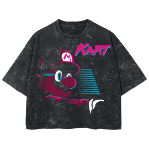 Playera streetwear premium de anime y gaming ExtraLife MX, corte boxy deluxe mineral wash heavyweight en color Acid Wash, moda urbana mexicana de culto.