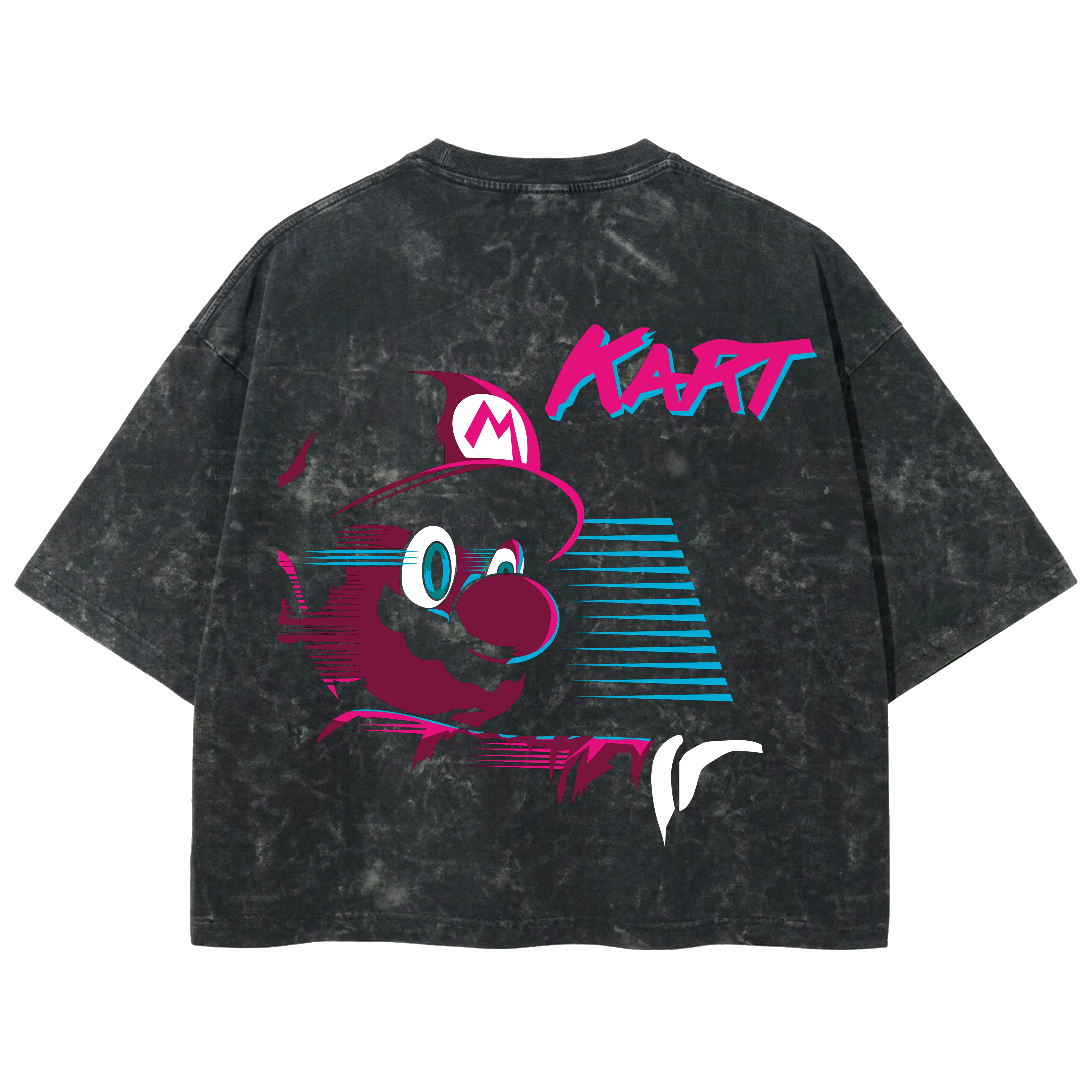 Playera streetwear premium de anime y gaming ExtraLife MX, corte boxy deluxe mineral wash heavyweight en color Acid Wash, moda urbana mexicana de culto.