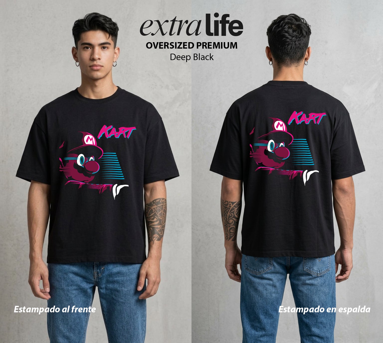 El Reino del Fontanero | El Fontanero del Bien #02225 - Playera Oversized Premium | Deep Black - Foto en modelo