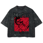 Playera streetwear premium de anime y gaming ExtraLife MX, corte boxy deluxe mineral wash heavyweight en color Acid Wash, moda urbana mexicana de culto.