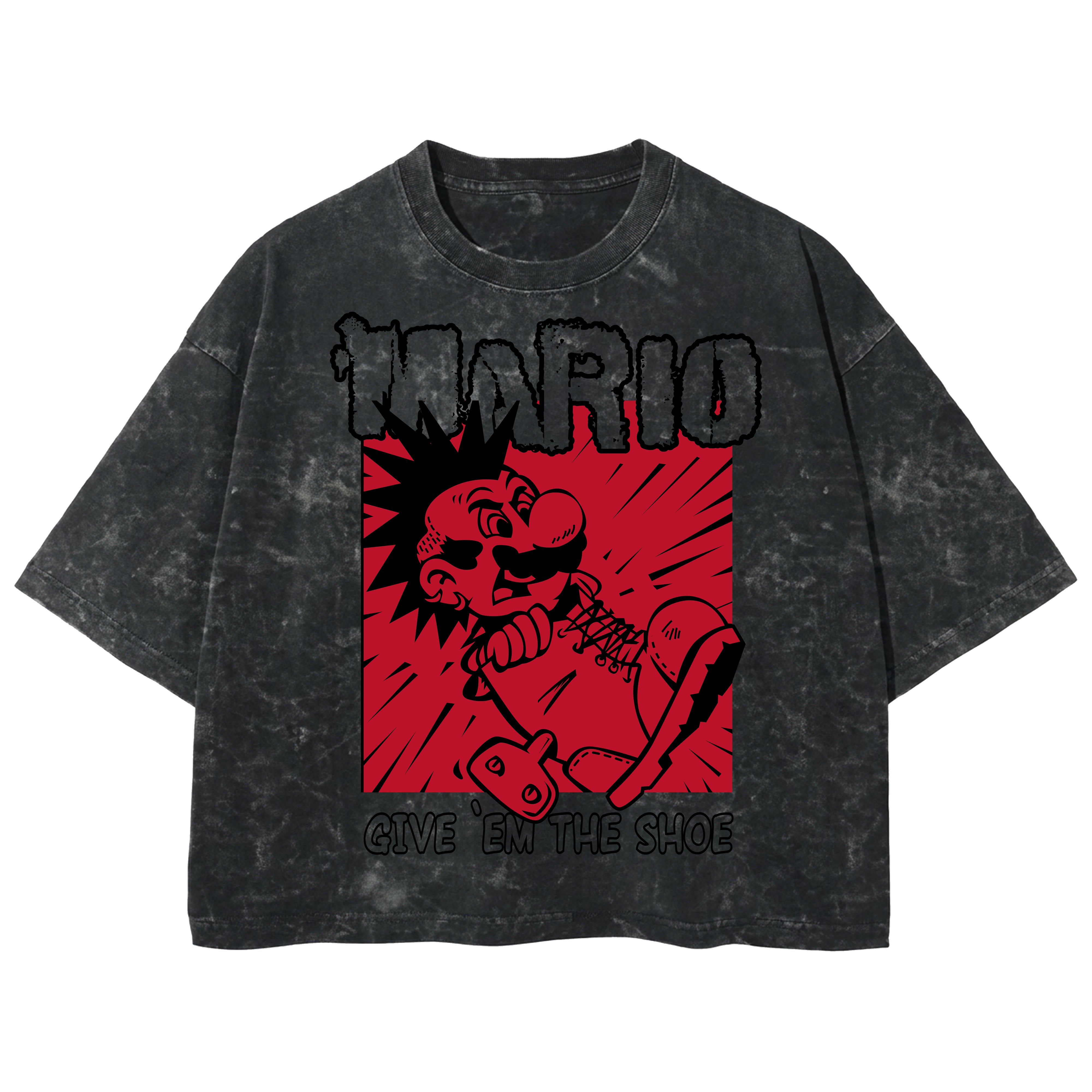 Playera streetwear premium de anime y gaming ExtraLife MX, corte boxy deluxe mineral wash heavyweight en color Acid Wash, moda urbana mexicana de culto.