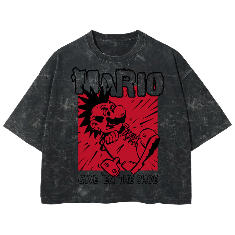 Playera streetwear premium de anime y gaming ExtraLife MX, corte boxy deluxe mineral wash heavyweight en color Acid Wash, moda urbana mexicana de culto.