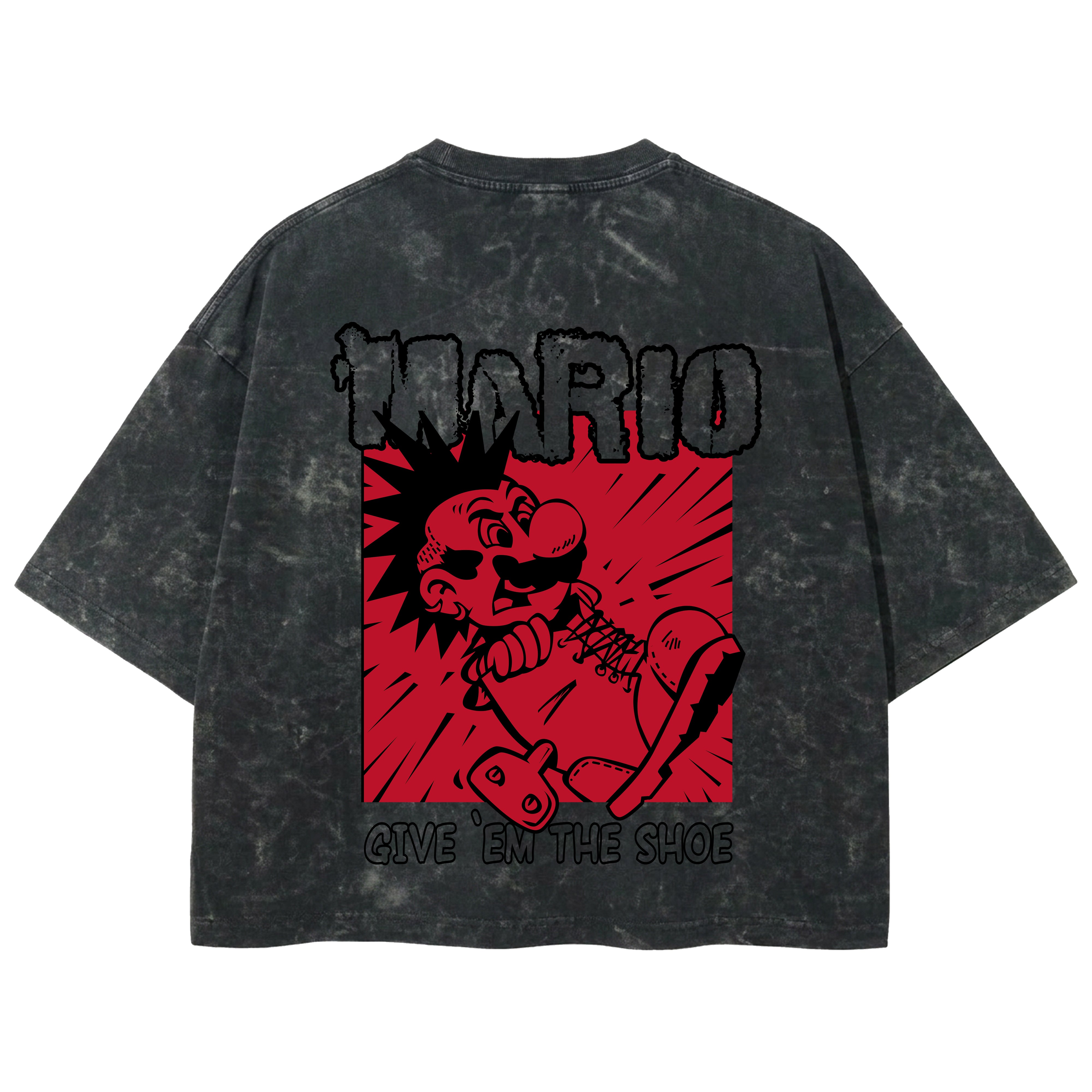 Playera streetwear premium de anime y gaming ExtraLife MX, corte boxy deluxe mineral wash heavyweight en color Acid Wash, moda urbana mexicana de culto.