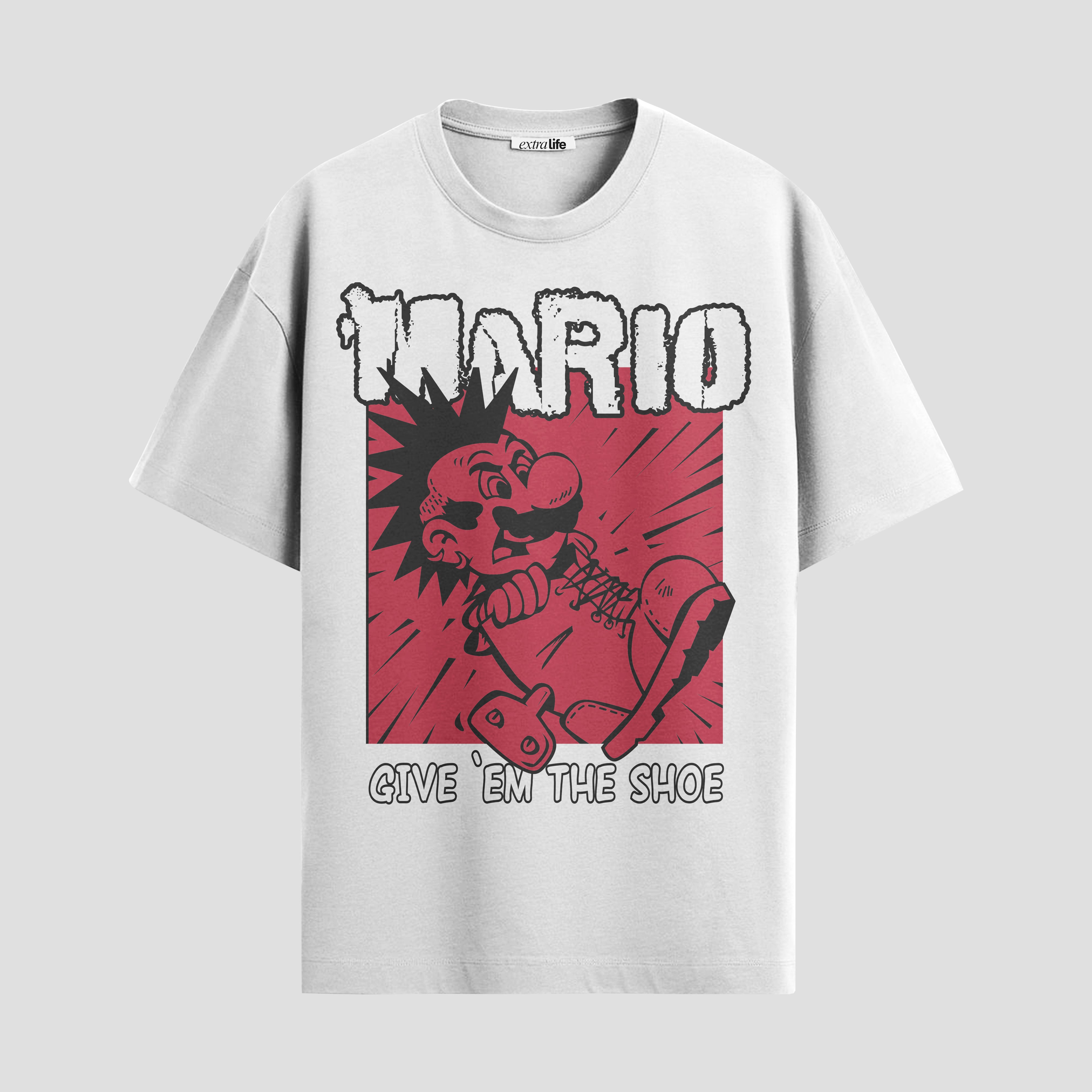 Playera urbana de anime y gaming ExtraLife MX, corte Standard Fit unisex ligero y transpirable en color Deep Black y Pure White, ropa de uso diario para gym y casual.