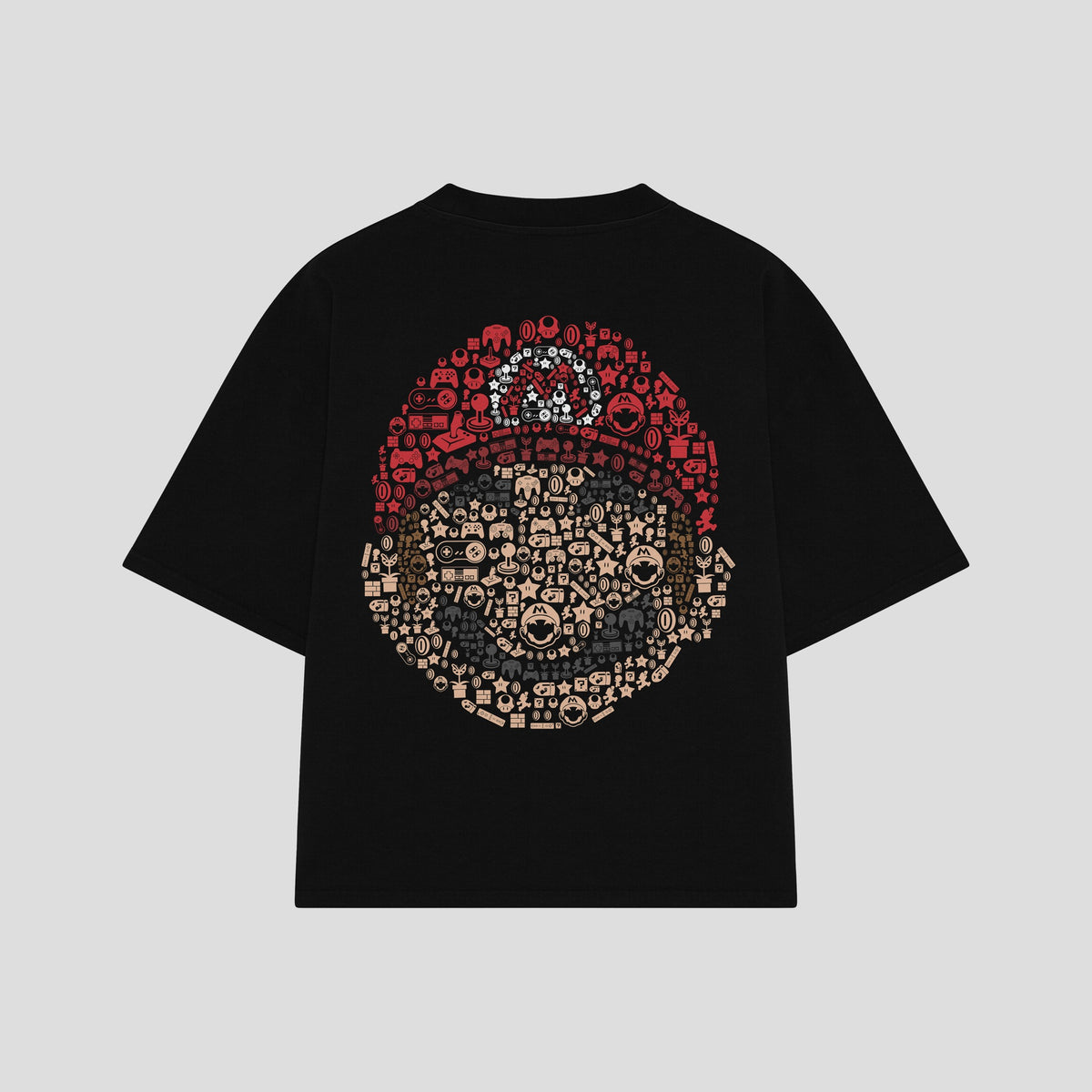 Playera streetwear premium de anime y gaming ExtraLife MX, corte oversized drop shoulder ligero y fresco en color Deep Black y Off-White, moda urbana mexicana de culto.