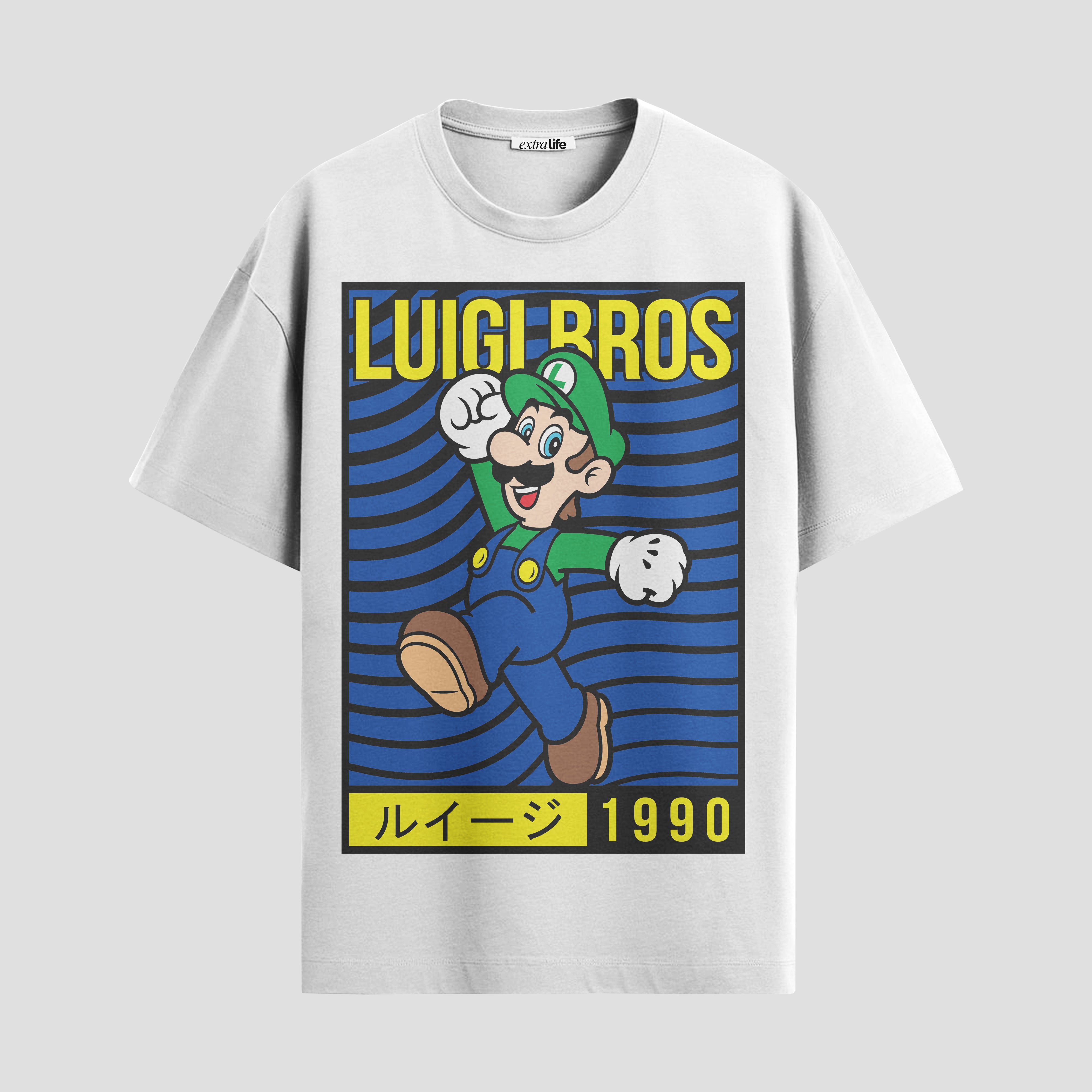 Playera urbana de anime y gaming ExtraLife MX, corte Standard Fit unisex ligero y transpirable en color Deep Black y Pure White, ropa de uso diario para gym y casual.