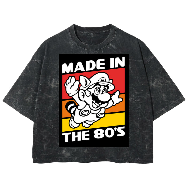 Playera streetwear premium de anime y gaming ExtraLife MX, corte boxy deluxe mineral wash heavyweight en color Acid Wash, moda urbana mexicana de culto.