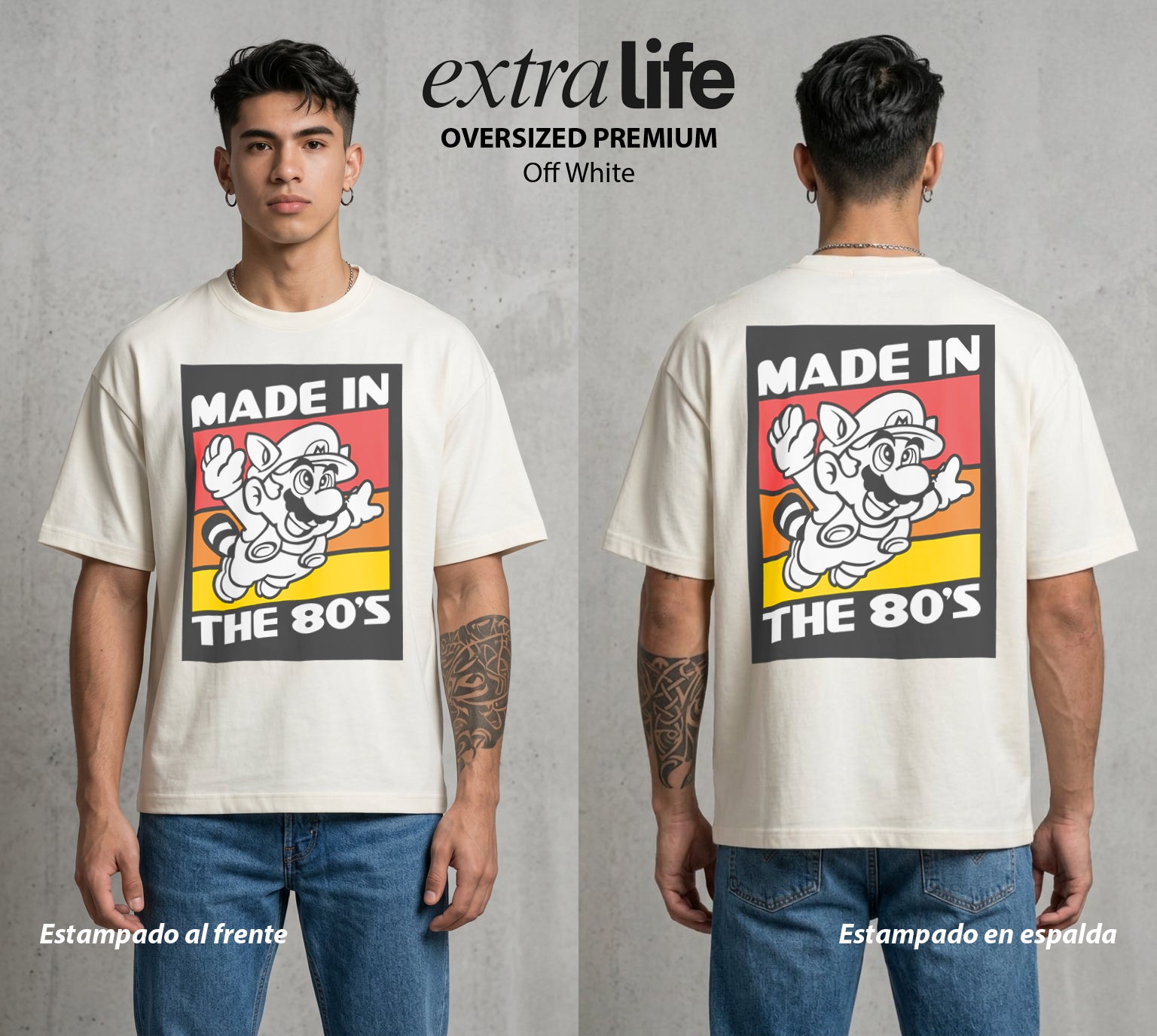 El Reino del Fontanero | El Explorador del Reino #02233 - Playera Oversized Premium | Off White - Foto en modelo