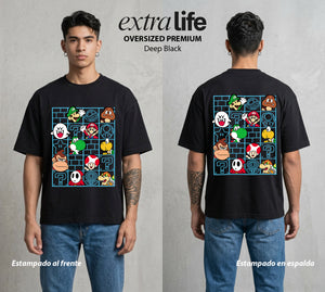 El Reino del Fontanero | El Campeon del Hongo #02234 - Playera Oversized Premium | Deep Black - Foto en modelo