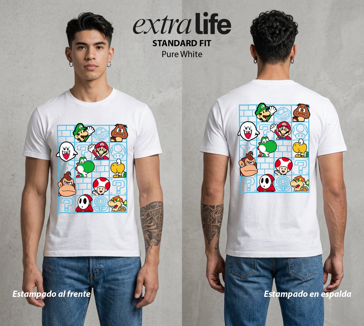 El Reino del Fontanero | El Campeon del Hongo #02234 - Playera Standard Fit | Pure White - Foto en modelo