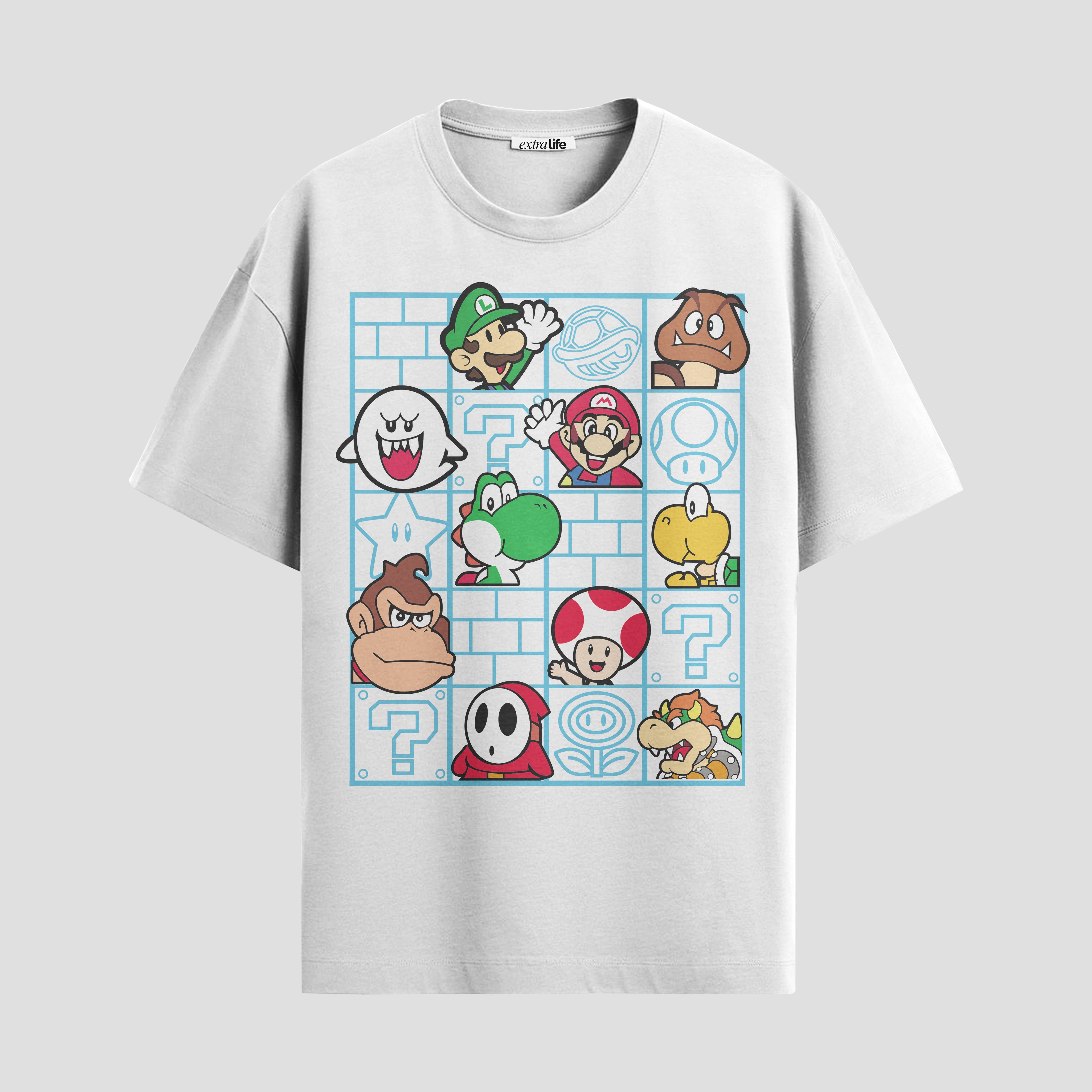 Playera urbana de anime y gaming ExtraLife MX, corte Standard Fit unisex ligero y transpirable en color Deep Black y Pure White, ropa de uso diario para gym y casual.