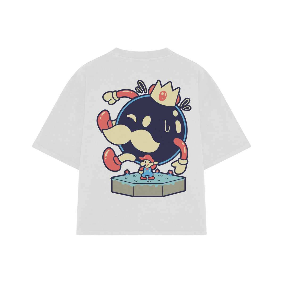 Playera streetwear premium de anime y gaming ExtraLife MX, corte oversized drop shoulder ligero y fresco en color Deep Black y Off-White, moda urbana mexicana de culto.