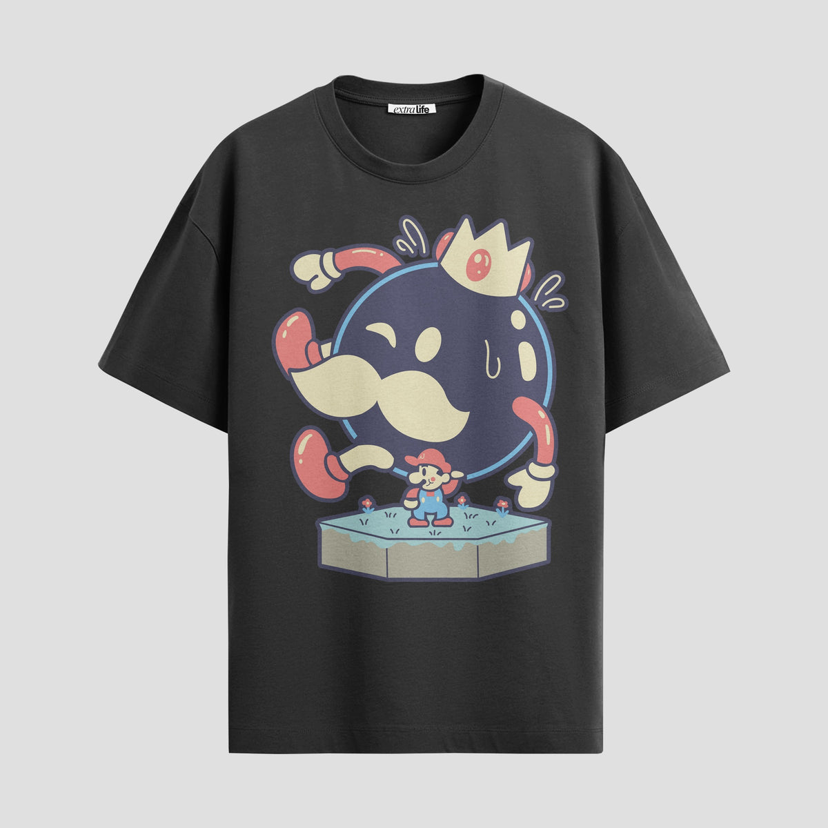 Playera urbana de anime y gaming ExtraLife MX, corte Classic Premium unisex ligero y transpirable en color Deep Black y Pure White, ropa de uso diario para gym y casual.
