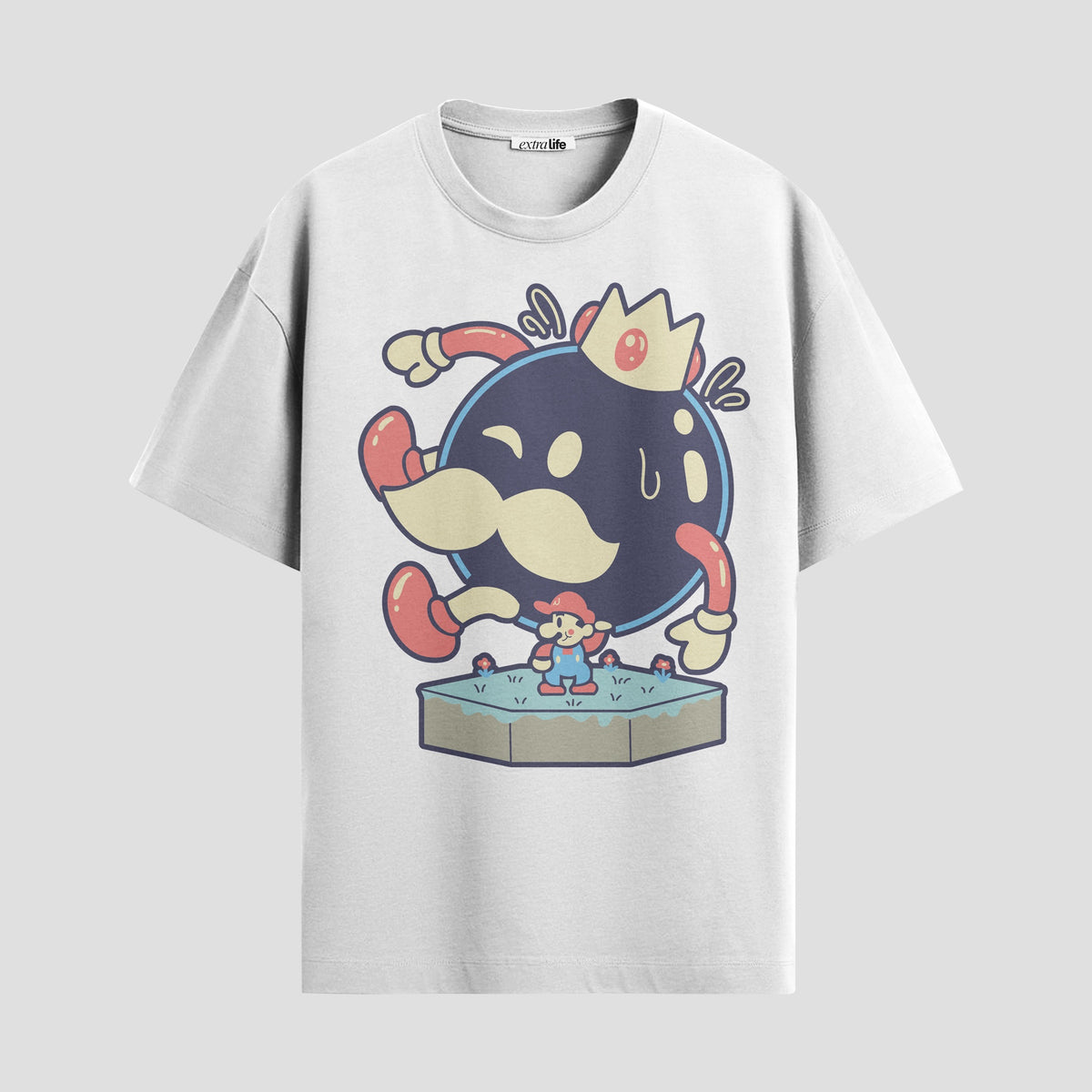 Playera urbana de anime y gaming ExtraLife MX, corte Classic Premium unisex ligero y transpirable en color Deep Black y Pure White, ropa de uso diario para gym y casual.