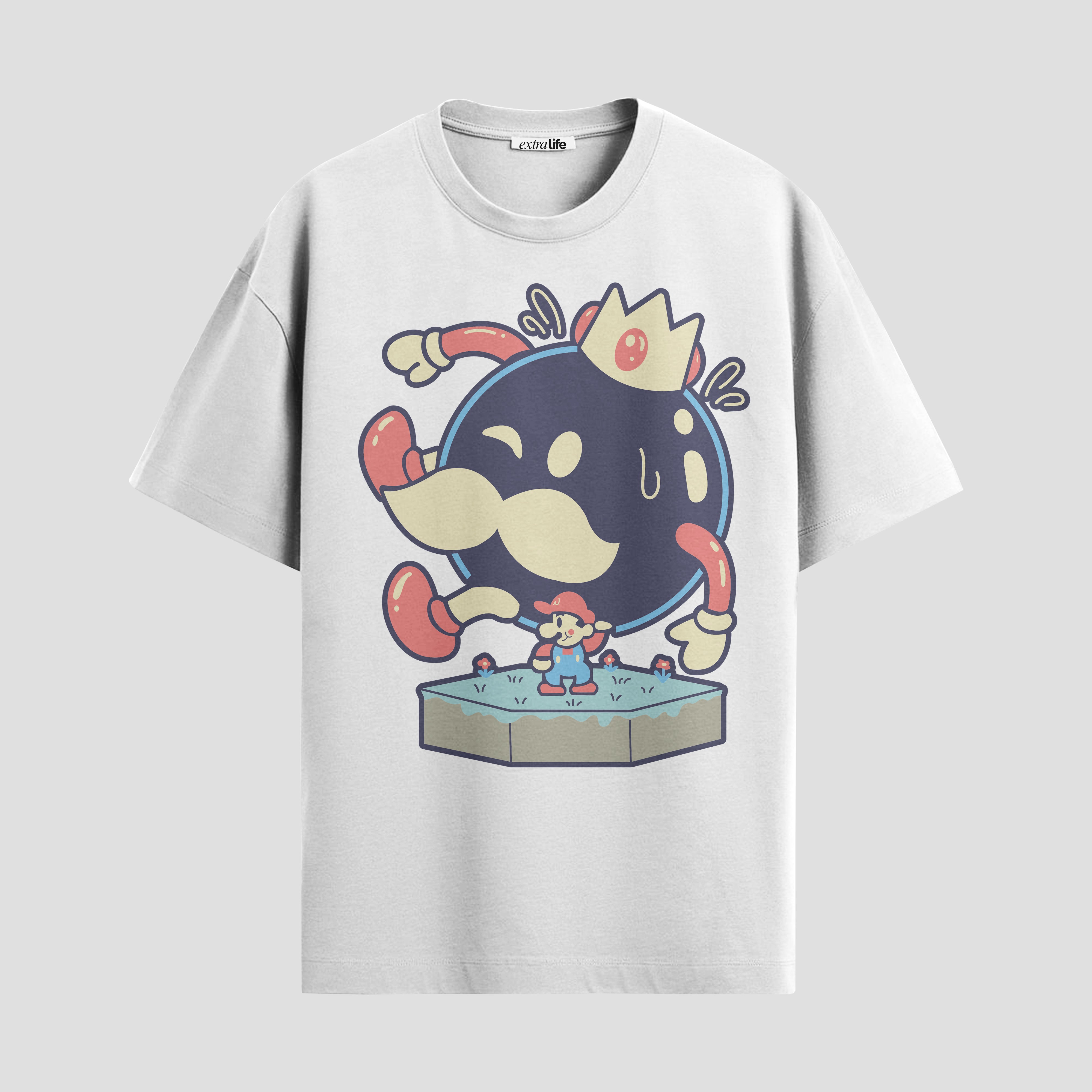 Playera urbana de anime y gaming ExtraLife MX, corte Standard Fit unisex ligero y transpirable en color Deep Black y Pure White, ropa de uso diario para gym y casual.