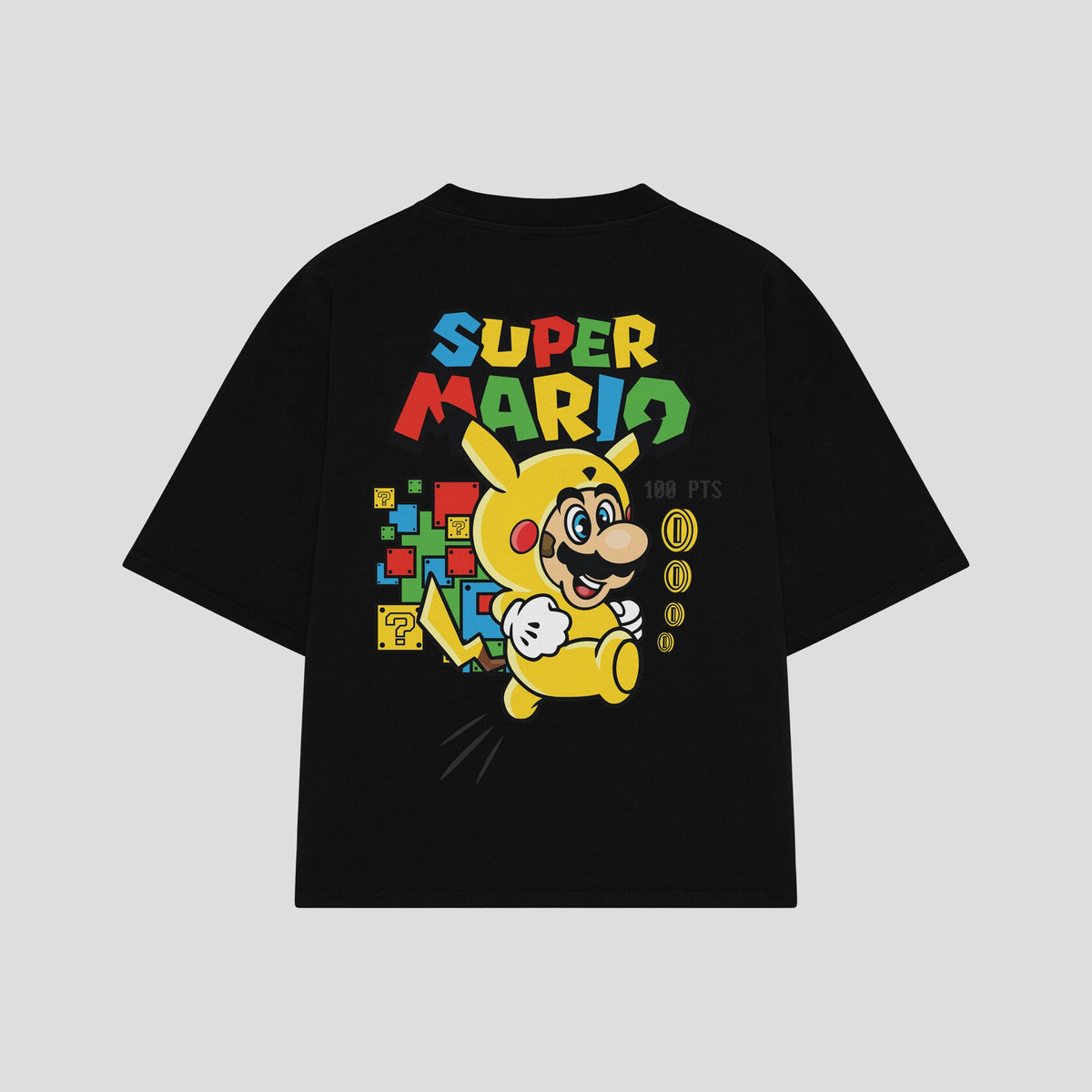 Playera streetwear premium de anime y gaming ExtraLife MX, corte oversized drop shoulder ligero y fresco en color Deep Black y Off-White, moda urbana mexicana de culto.