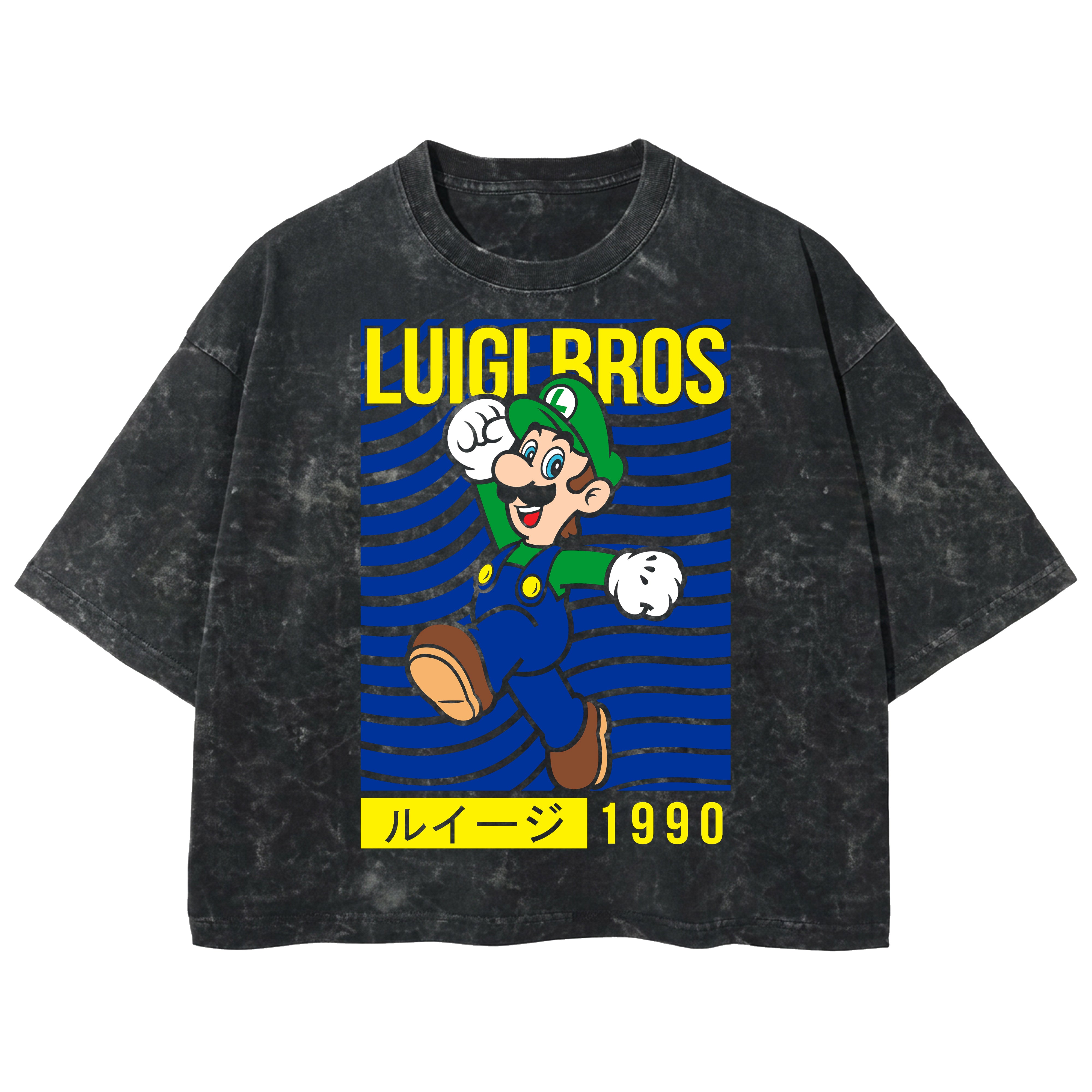 Playera streetwear premium de anime y gaming ExtraLife MX, corte boxy deluxe mineral wash heavyweight en color Acid Wash, moda urbana mexicana de culto.