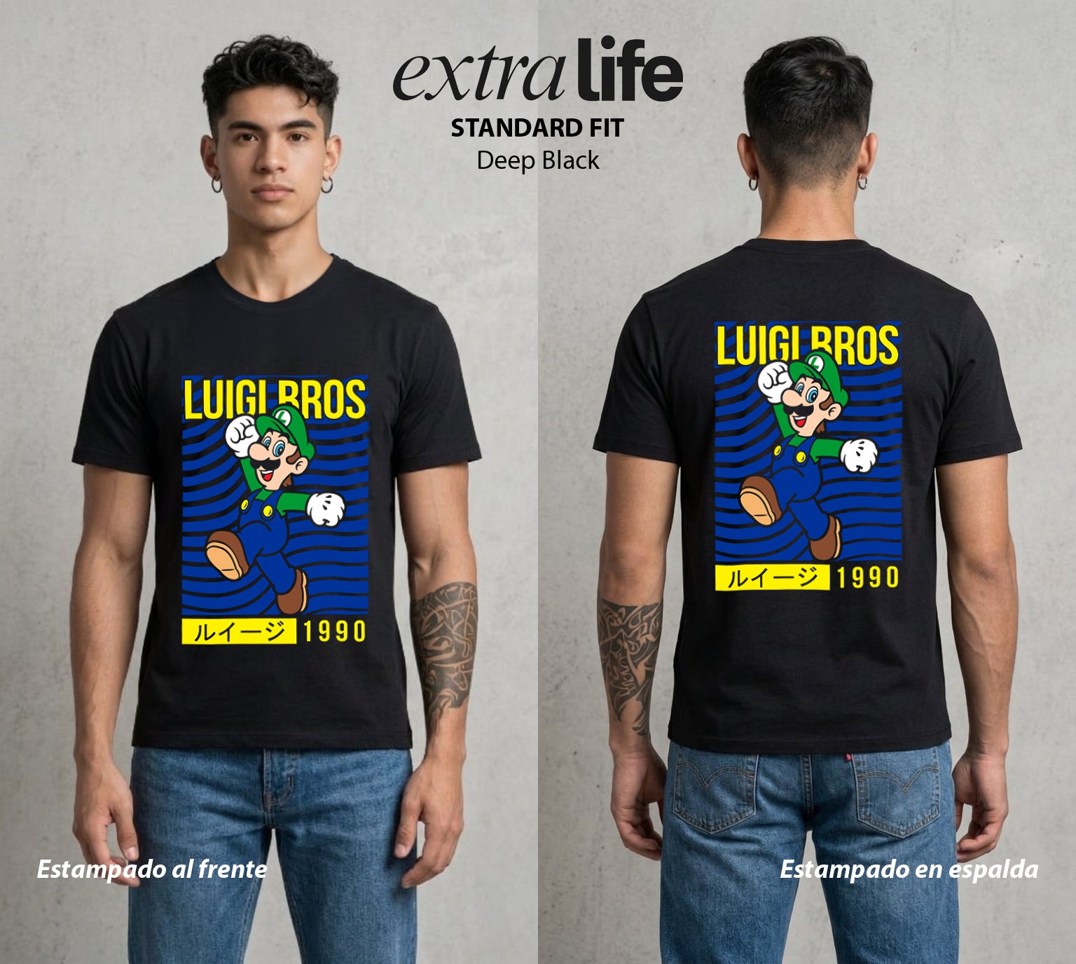 El Reino del Fontanero | El Heroe del Reino #02237 - Playera Standard Fit | Deep Black - Foto en modelo