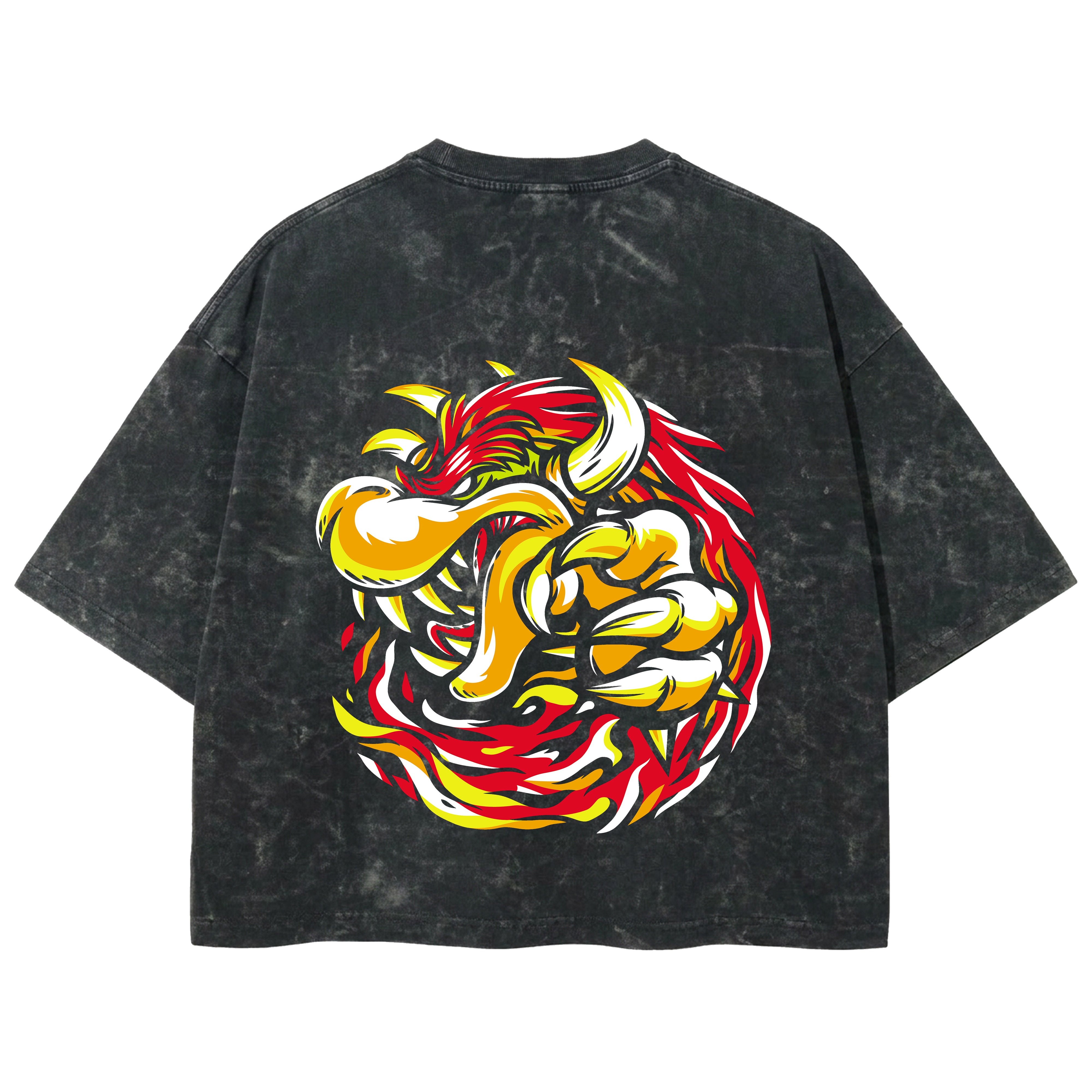 Playera streetwear premium de anime y gaming ExtraLife MX, corte boxy deluxe mineral wash heavyweight en color Acid Wash, moda urbana mexicana de culto.