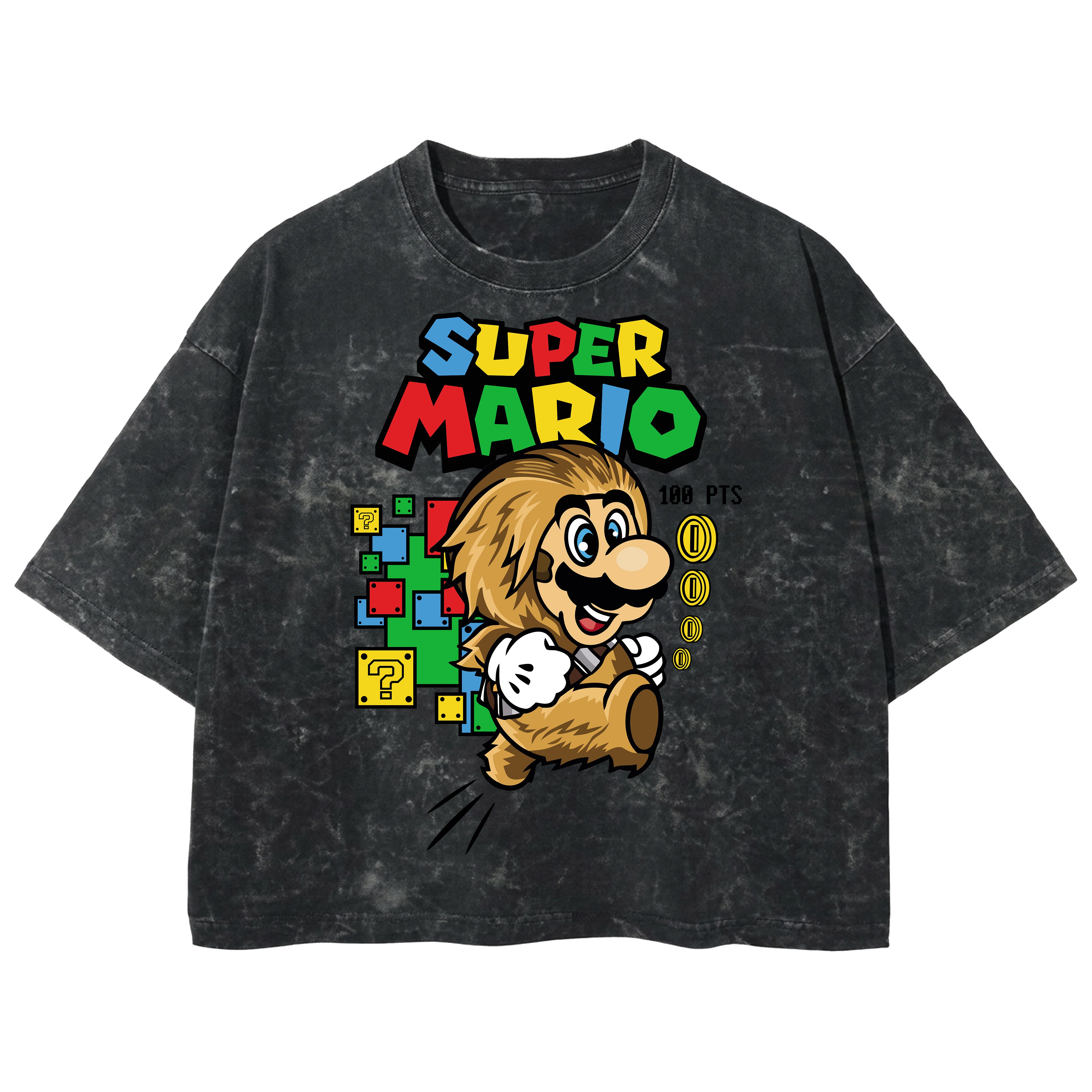 Playera streetwear premium de anime y gaming ExtraLife MX, corte boxy deluxe mineral wash heavyweight en color Acid Wash, moda urbana mexicana de culto.