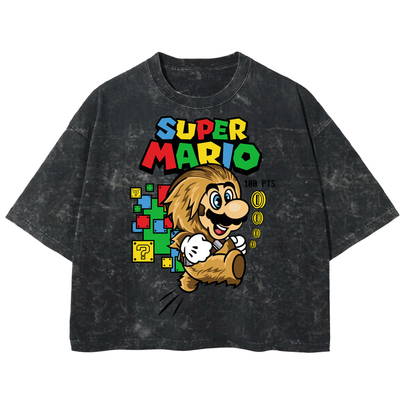 Playera streetwear premium de anime y gaming ExtraLife MX, corte boxy deluxe mineral wash heavyweight en color Acid Wash, moda urbana mexicana de culto.