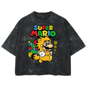 Playera streetwear premium de anime y gaming ExtraLife MX, corte boxy deluxe mineral wash heavyweight en color Acid Wash, moda urbana mexicana de culto.