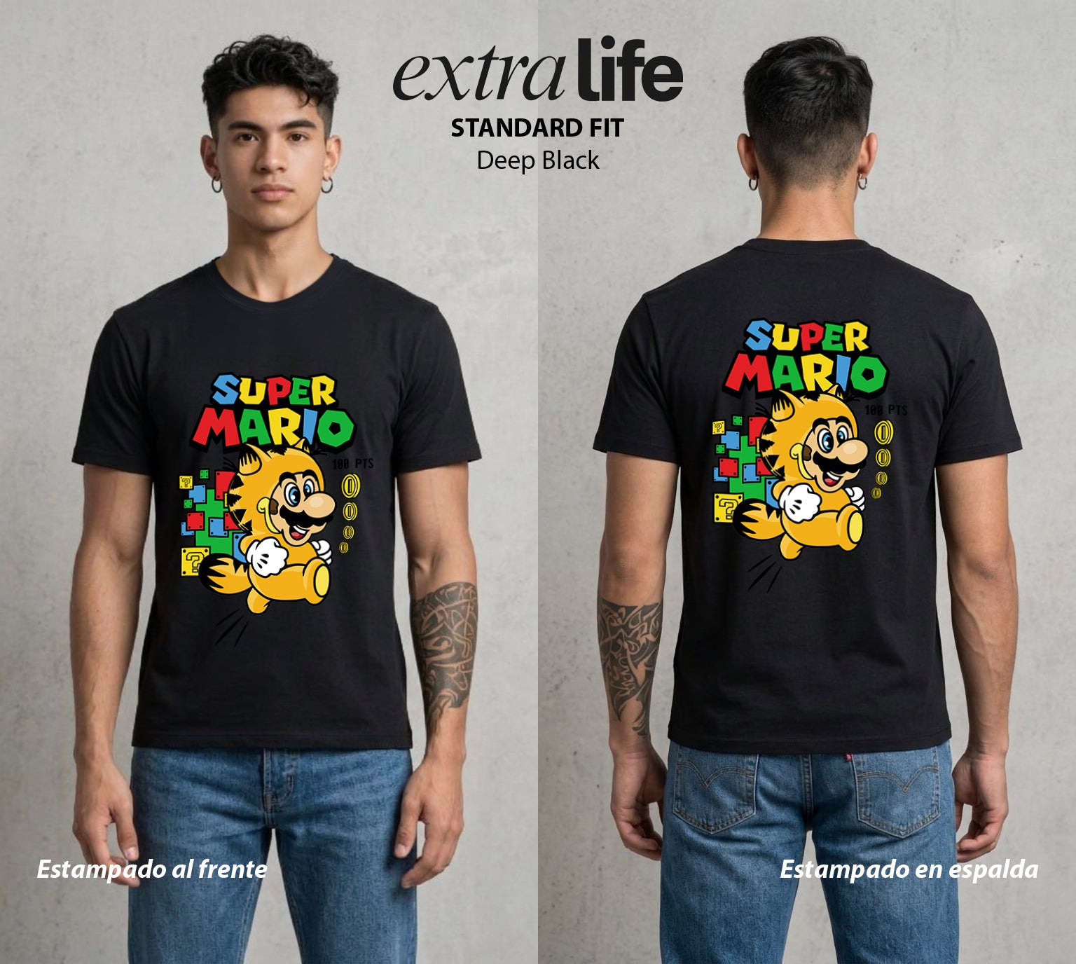 El Reino del Fontanero | El Campeon del Hongo #02241 - Playera Standard Fit | Deep Black - Foto en modelo